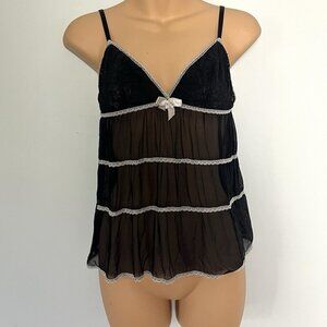 Y2K Cami Tank Womens S Frilly‎ Chemise Mesh Lace Whimsigoth Fairycore Camisole